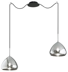 Lampadario Glamour Glow cromo paralume fumo 2x E27 LA MIA LUCE