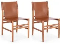 Set 2 Sedie 48x58x85 cm Caroline in Pelle Cognac