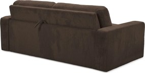 Divano marrone allungabile con rivestimento in velluto a coste 195 cm Nona – Makamii