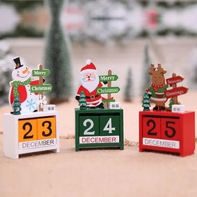 Trade Shop - Calendario Dell'avvento Babbo Natale In Legno Datario Data Decorazioni Natalizie