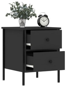 Comodini 2 pz neri 40x42x50 cm in legno multistrato