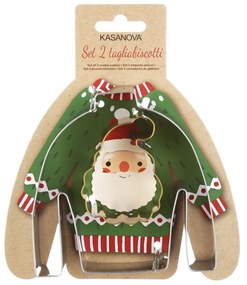 Set 2 formine tagliabiscotti Babbo Natale e maglione
