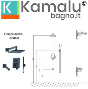 Kamalu - set doccia a incasso con soffione, doccetta colore nero | kam-diana nero