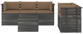 Set divani da giardino su pallet 6 pz con cuscini massello pino