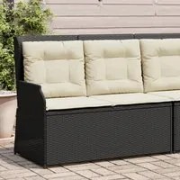 Panca Reclinabile da Giardino con Cuscini Nera in Polyrattan 368946