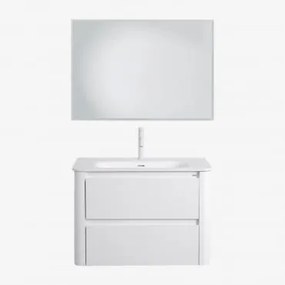 Set Mobili Da Bagno In Legno Con Lavabo Integrato E Specchio Egerton Bianco & Rectangular Led Y Antivaho (100x70) Tasmin & Bianco ↑20 Cm - Sklum