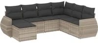 Set Divani da Giardino 7pz con Cuscini Grigio Chiaro Polyrattan 3221701