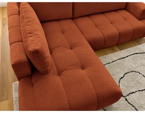 Divano angolare color mattone allungabile e con contenitore (penisola a sinistra/a L) Fuji – Bobochic Paris