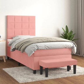 Giroletto A Molle Con Materasso Rosa 90x190 Cm İn Velluto /