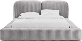 Letto matrimoniale imbottito grigio chiaro con contenitore con rete inclusa 160x200 cm Martina – Micadoni