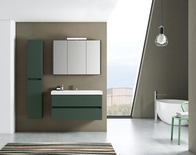 Specchio Contenitore Con Illuminazione Akira laccato opaco verde foresta L 100 x H 70 x P 15.5 cm