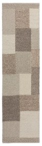 Passatoia beige tessuta a mano in misto lana 60x230 cm Minerals Patchwork - Flair Rugs