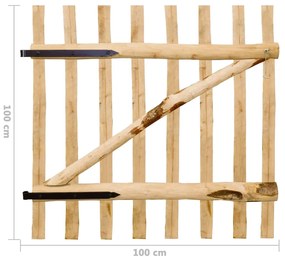 Cancello Singolo per Recinzione in Legno di Nocciolo 100x100 cm