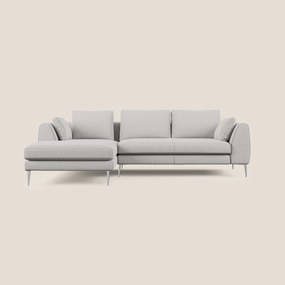 Plano divano moderno angolare con penisola in microfibra smacchiabile T11 grigio chiaro