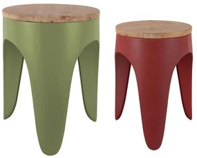 Set di sgabelli rossi/verdi in metallo 2 pz Double Funky – Leitmotiv