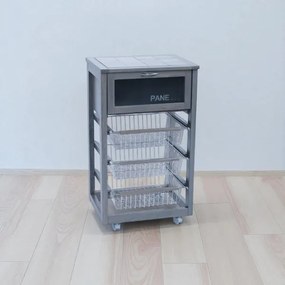 Carrello in legno portapane con cesti portafrutta LANDHELL Grigio