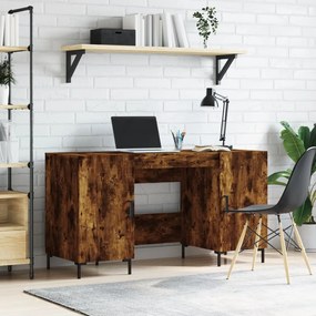 Scrivania Rovere Fumo 140x50x75 Cm İn Legno Multistrato /