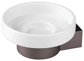 Portasapone Bagno Grigio in Alluminio con piattino in Ceramica Design Moderno