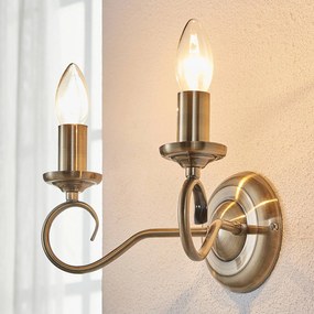 Applique Lindby Marnia, ottone antico, a 2 luci, 27 cm, E14