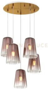 Sospensione ottone sat. tonda 5 luci rame 1164os-s5 t-ra