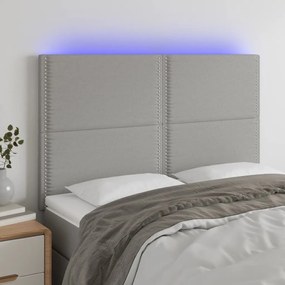 Testiera A Led Grigio Chiaro 144x5x118/128 Cm İn Tessuto /