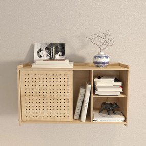 Libreria a parete in rovere decorato in colore naturale 65x30 cm Sima - Kalune Design