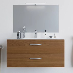 Mobile bagno LINDA100 Rovere Scuro con lavabo e specchio - 8210 - CON LUCE LED