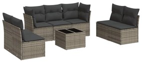 Set divano da giardino 8 pz con cuscini grigio in polyrattan