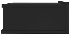 Comodino pensile nero 40x30x15 cm in truciolato