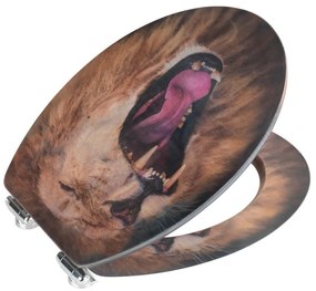Sedile per wc con immagine 3D e chiusura facilitata , 44,5 x 38 cm Lion - Wenko