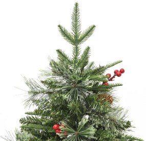 Albero di Natale Preilluminato con Pigne Verde 120 cm PVC e PE