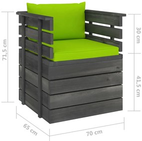 Set Divani da Giardino su Pallet 7 pz con Cuscini Massello Pino