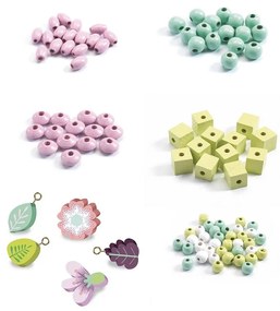 Perline in legno - foglie e fiori