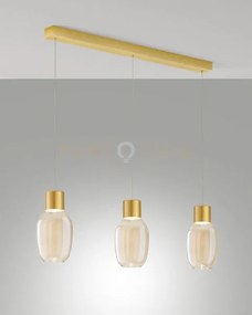 Lapo lampada a sospensione cognac 3 luci lineare a led 3000k - 36w ...