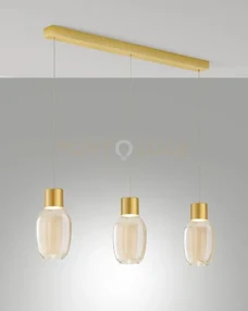 Lapo lampada a sospensione cognac 3 luci lineare a led 3000k - 36w ...