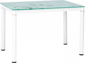 Tavolo Damar con piano in vetro temperato bianco e struttura in metallo verniciato – 80x60x75 cm