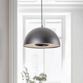 Luminex Lampada sospensione Drew in nero con decoro legno