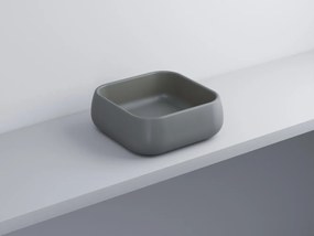 Cielo Shui Lavabo 40x40 da appoggio quadrato senza troppo pieno in ceramica cemento