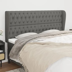 Testiera Ad Orecchio Grigioscuro 203x23x118/128cm İn Tessuto /