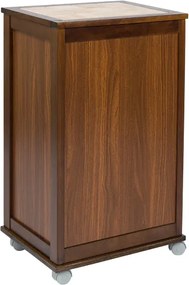 Carrello mobiletto con ante a ribalta e piano in mattonelle NOCE