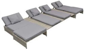 Set Divani da Giardino 5 pz con Cuscini in Polyrattan Grigio