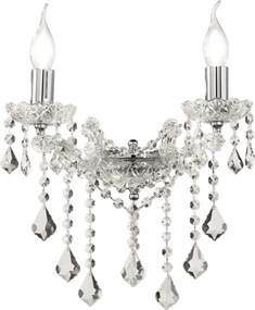 Applique DAMASCO 35x24 cm a 2 luci con decorazioni in cristallo Cromo