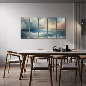 Quadri 5 pezzi – Mare calmo in toni pastello