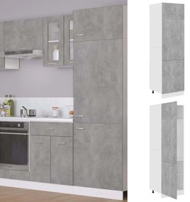 Mobile per Frigo Grigio Cemento 60x57x207 cm Legno Multistrato