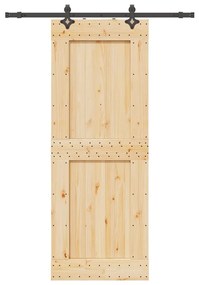 Porta Scorrevole Con Set Hardware 85x210 Cm Legno Massello Pino /