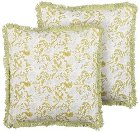 Set di 2 cuscini verde chiaro e bianco 45 x 45 cm FILIX Beliani