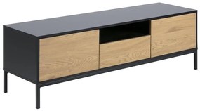 Mobile TV nero-color legno naturale effetto rovere 140x45 cm Seaford - Actona