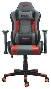 Sedia Gaming Regolabile Cromad Serie Phoenix - Finitura Premium - Ruote in Nylon di Alta Qualità - Ecopelle - Grigio/Rosso/Nero