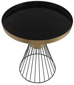 Tavolino da caffè rotondo in acciaio laccato nero e oro D41 cm SPLEEN