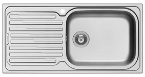Lavello integrato 1 vasca con gocciolatoio a sinistra PYRAMIS Amaltia Plus inox L 50 x L 100 cm argento
